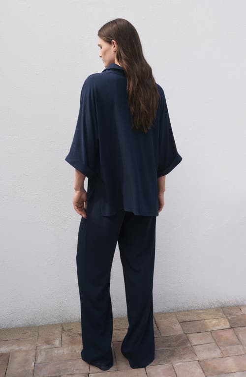 Mango Pull On Wide Leg Pants In Neutral