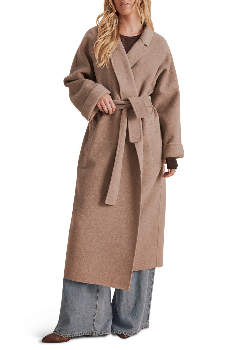 Portia Belted Long Wool Blend Coat, Main, color, TAUPE