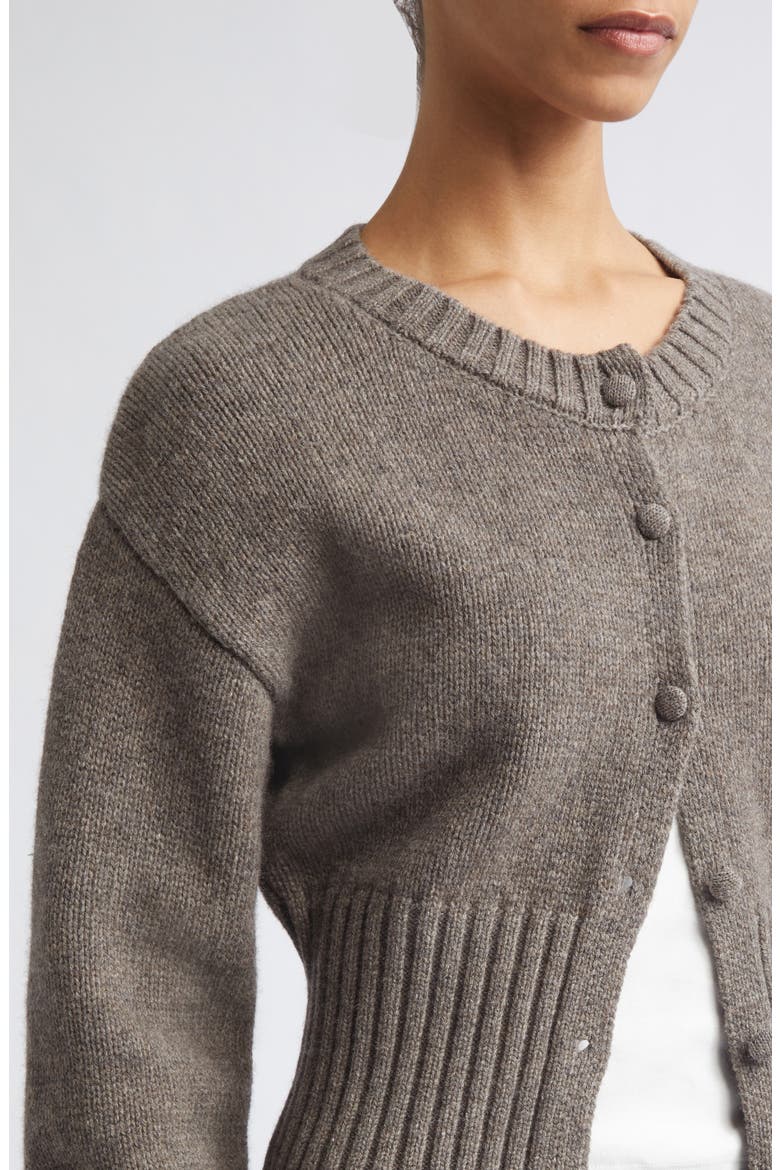 Wool Crewneck Cardigan, Alternate, color, TAUPE MELANGE