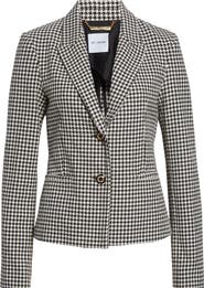ST. JOHN Vichy Houndstooth Cotton Blend Jacket