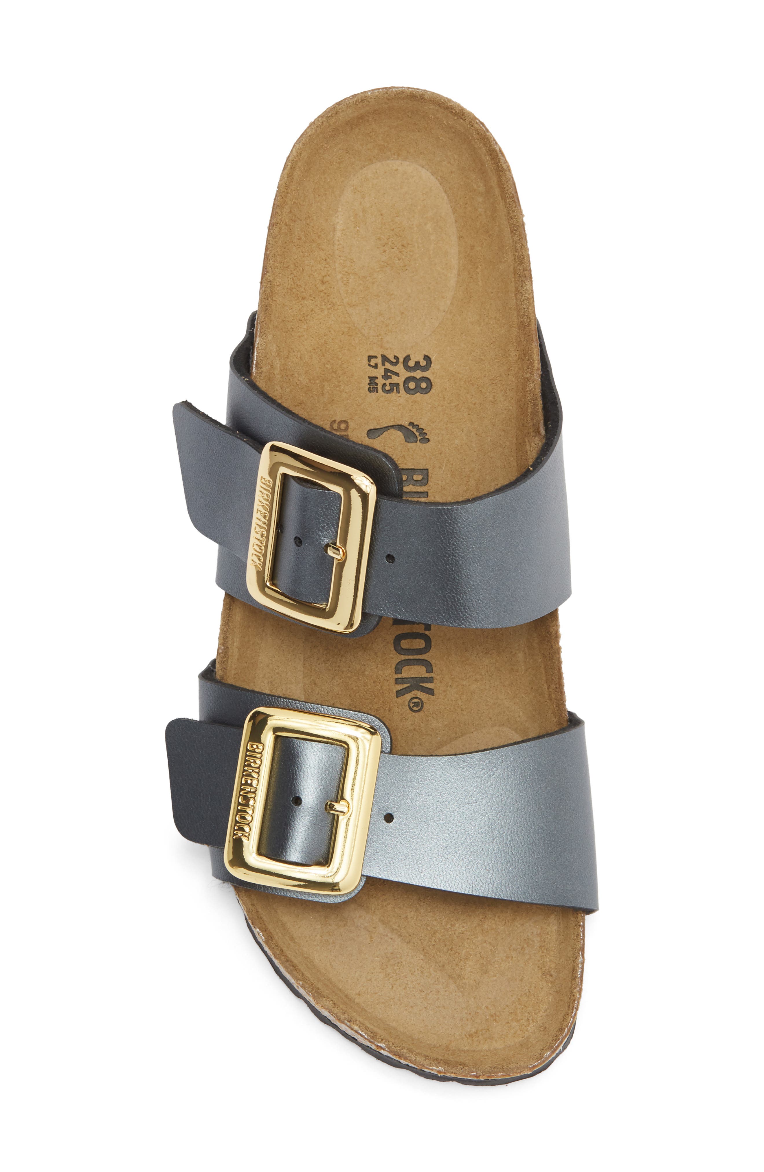Sydney Luxe Buckle Slide Sandal, Alternate, color, BLACK METALLIC