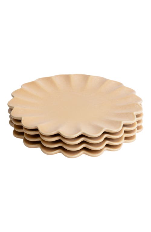 Lemieux Et Cie Dhalia Stoneware 4-piece Dinner Plate Set In Brown
