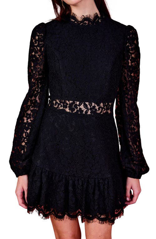 Endless Rose Lace Cutout Long Sleeve Minidress In Black