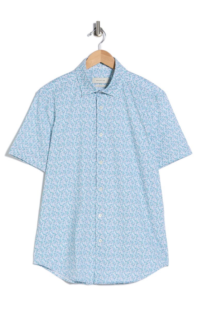 Bugatchi Short Sleeve Woven Shirt, Main, color, Mint