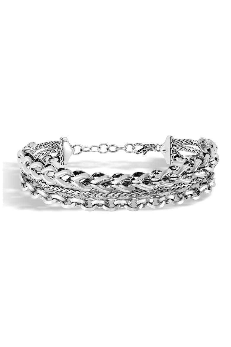 Asli Triple Row Chain Cuff, Main, color, SILVER