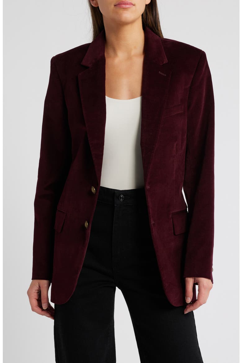Everyday Stretch Cotton Velveteen Blazer, Main, color, WINE