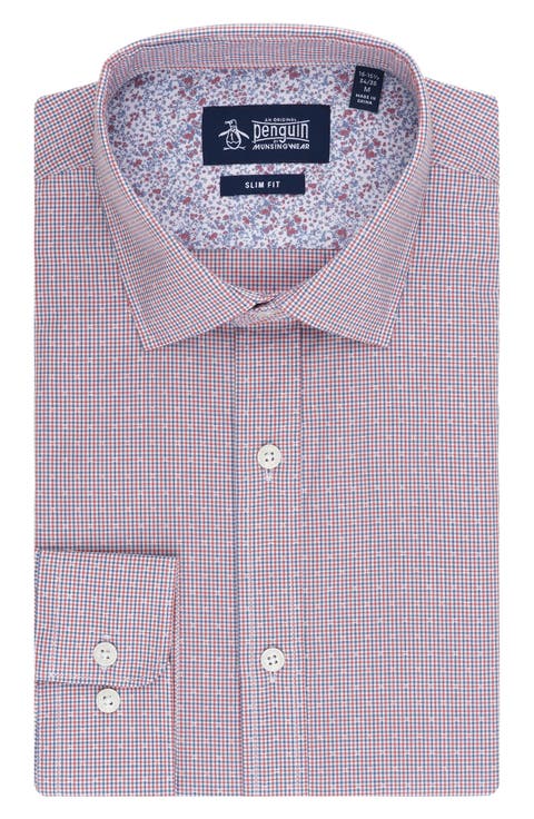 Slim Fit Dobby Check Floral Button-Up Shirt