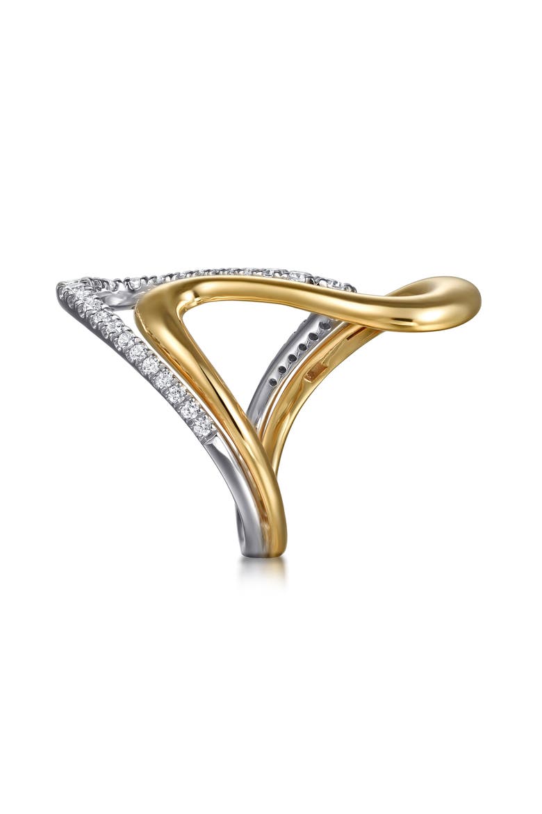 14k Gold Diamond Bypass Statement Ring, Alternate, color, 14K YELLOW/ WHITE GOLD