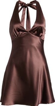 Princess Polly Pelagia Satin Halter Minidress
