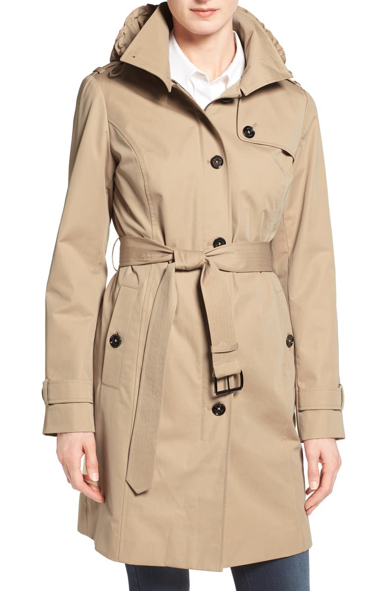 MICHAEL Michael Kors Hooded Trench Coat, Alternate, color, 