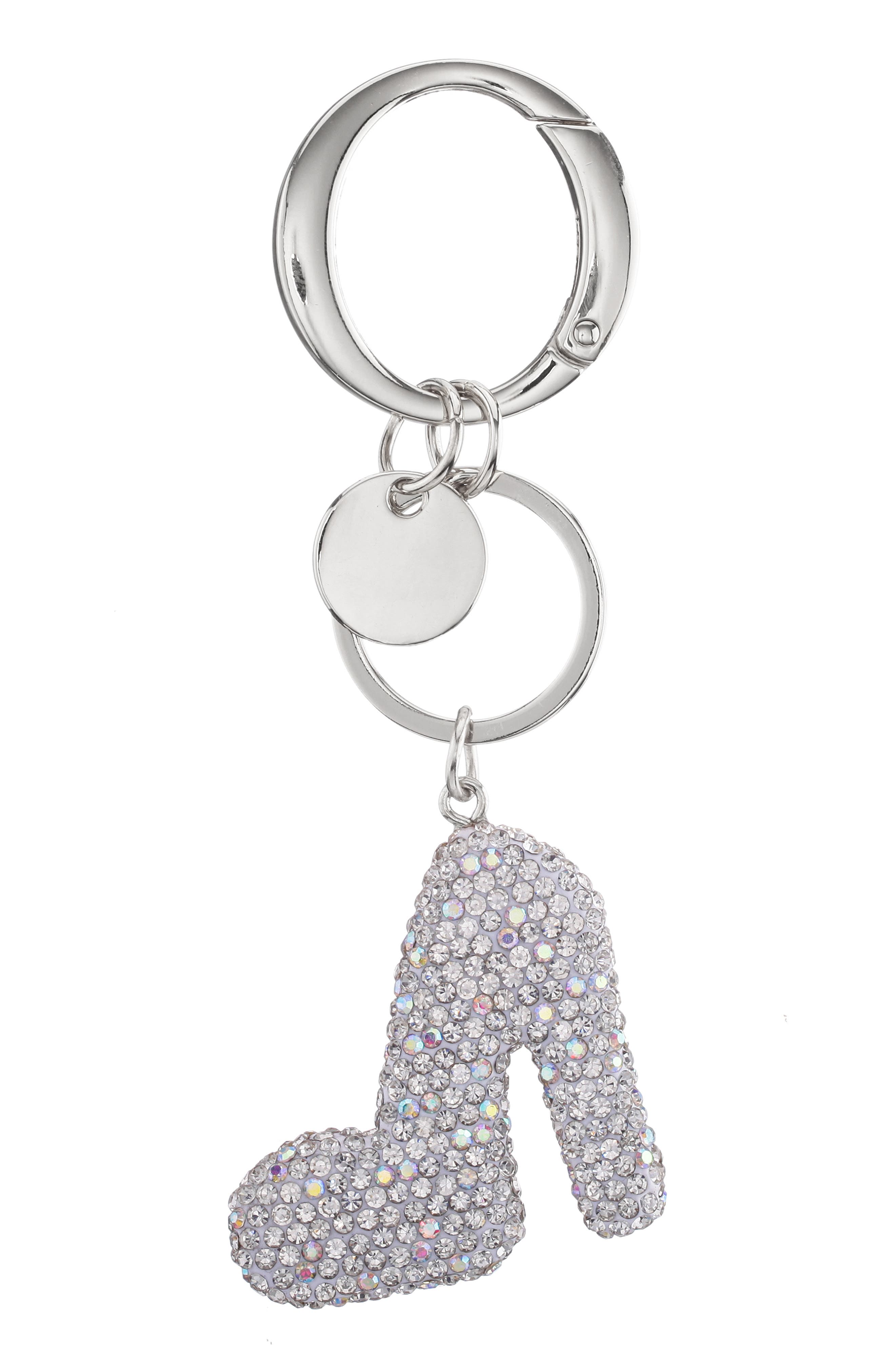 Crystal Pump Bag Charm, Main, color, SILVER