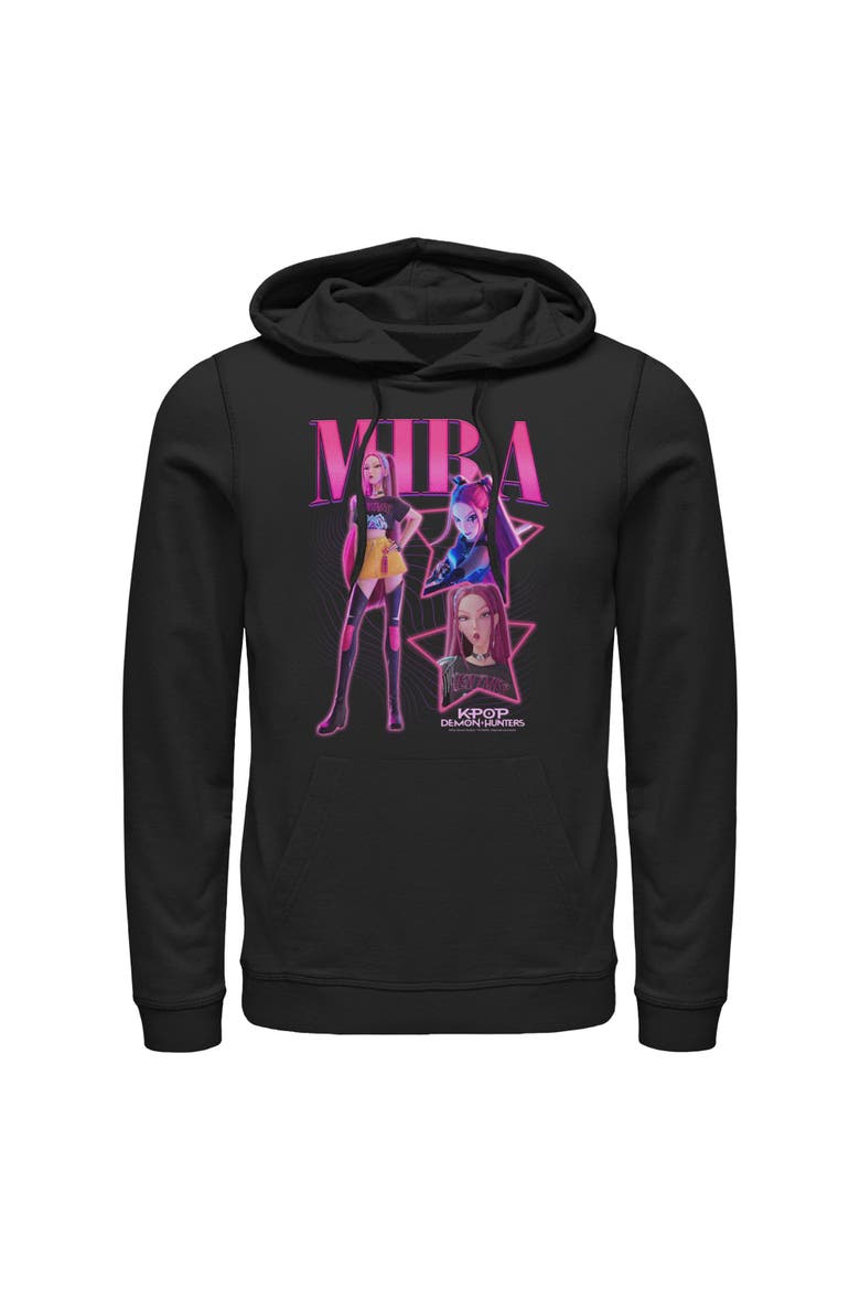 Mens KPop Demon Hunters Mira Super Star Logo Lightweight Hoodie, Main, color, Black