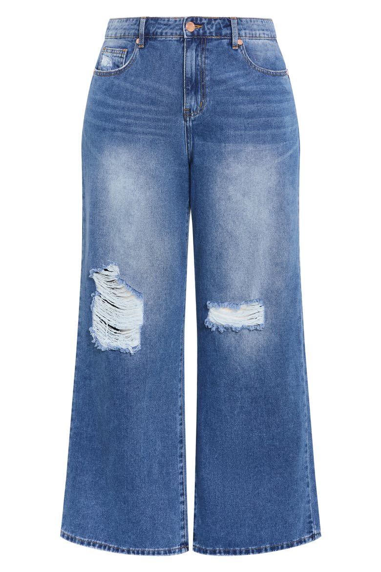 Harriet Ripped High Waist Wide Leg Jeans, Alternate, color, DENIM LIGHT