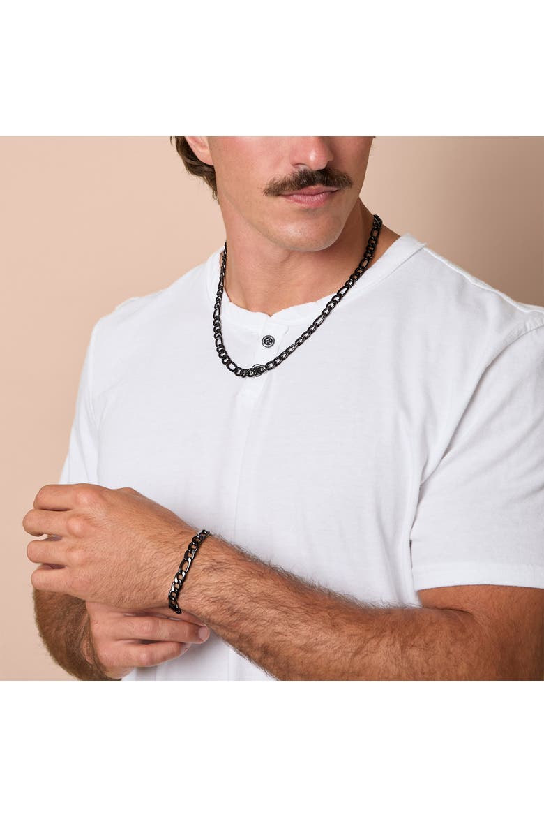 Figaro Chain Bracelet, Alternate, color, Black