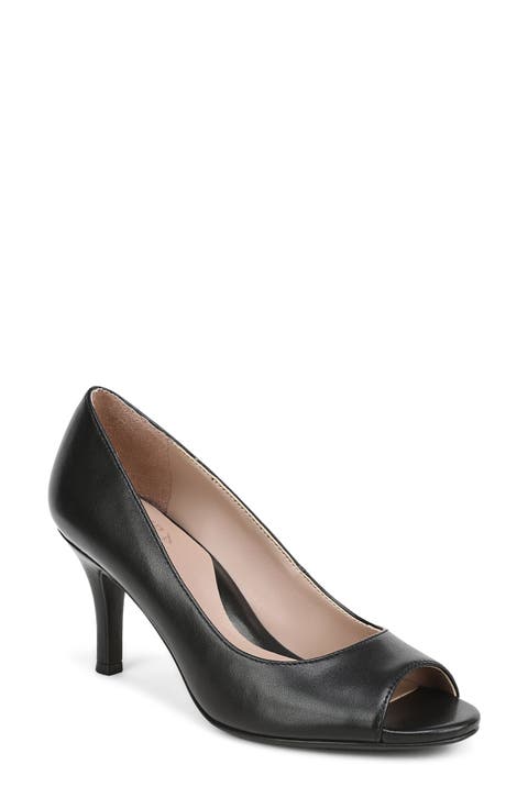 Locke Peep Toe Faux Leather Pump