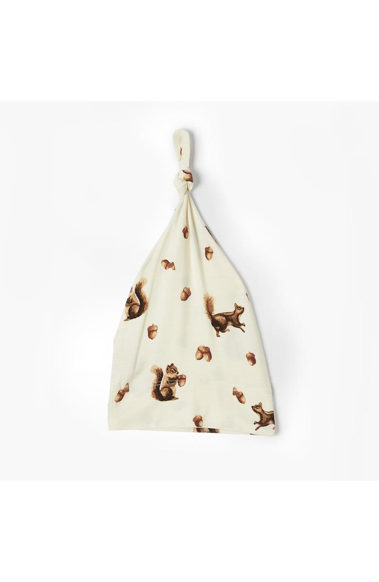 Milkbarn Luxe Stretch Newborn Gown and Hat Set, Alternate, color, Chipmunk
