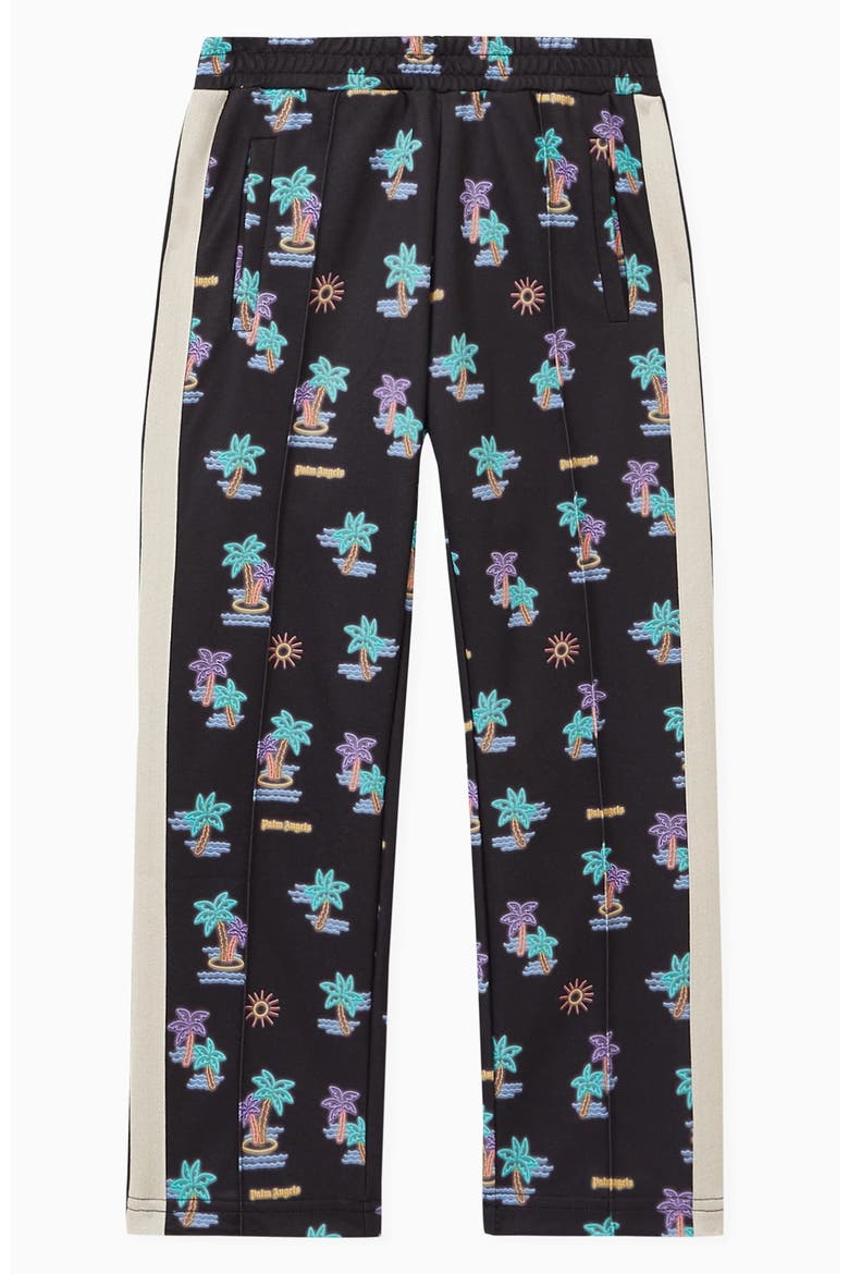 Kids' Neon Palms Track Pants, Main, color, BLACK MINT