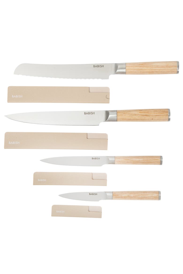 14-Piece Forged Pakka Wood Kitchen Knife Set with German Steel and Sheaths, Alternate, color, Natural