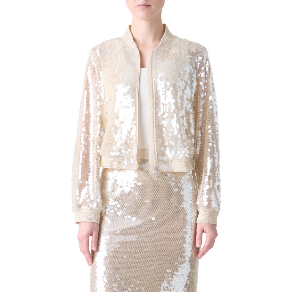 Akris Taide Sequin Mesh Bomber Jacket