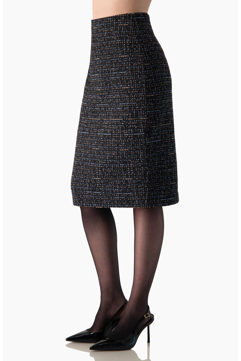 Tweed Pencil Skirt with Back Slit, Alternate, color, Navy Blue
