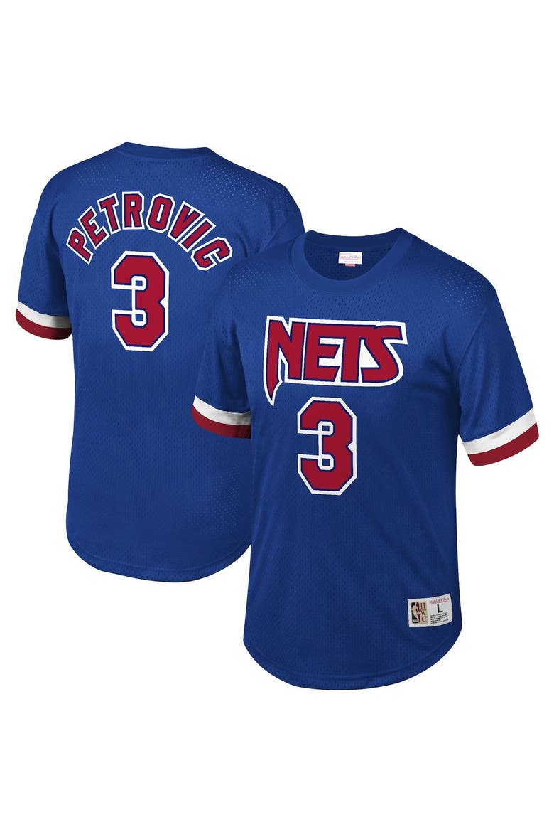 Men's Mitchell & Ness Drazen Petrovic Royal New Jersey Nets Mesh T-Shirt, Main, color, Royal