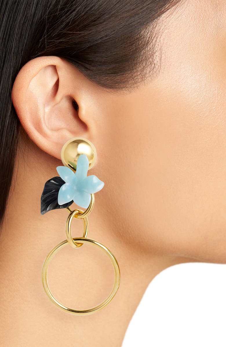 Lele Sadoughi Hibiscus Golden Hoop Drop Earrings, Alternate, color, 