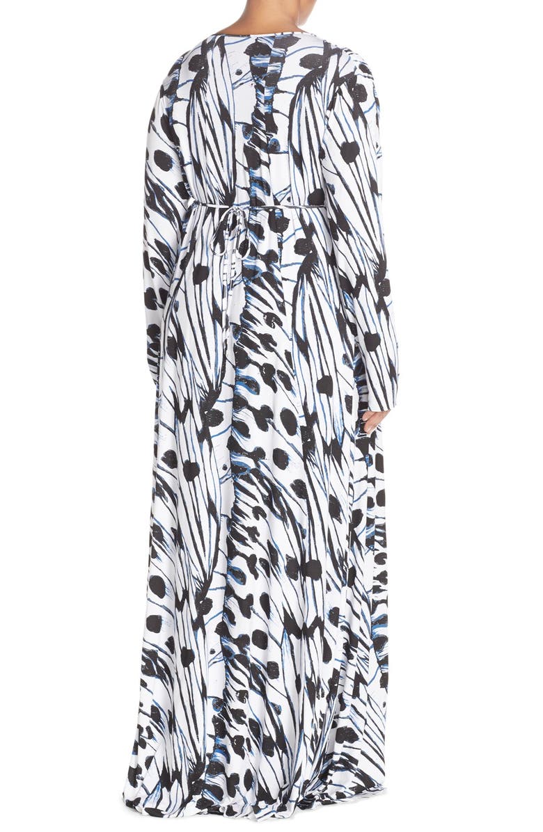 Melissa McCarthy Seven7 Print V-Neck Ruched Maxi Dress, Alternate, color, 