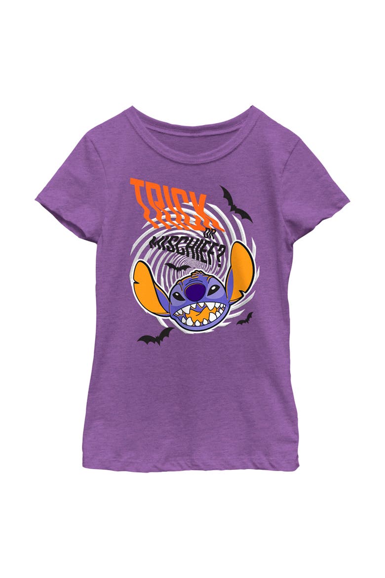Girl's Lilo & Stitch Trick or Mischief  Graphic T-Shirt, Main, color, Purple Berry