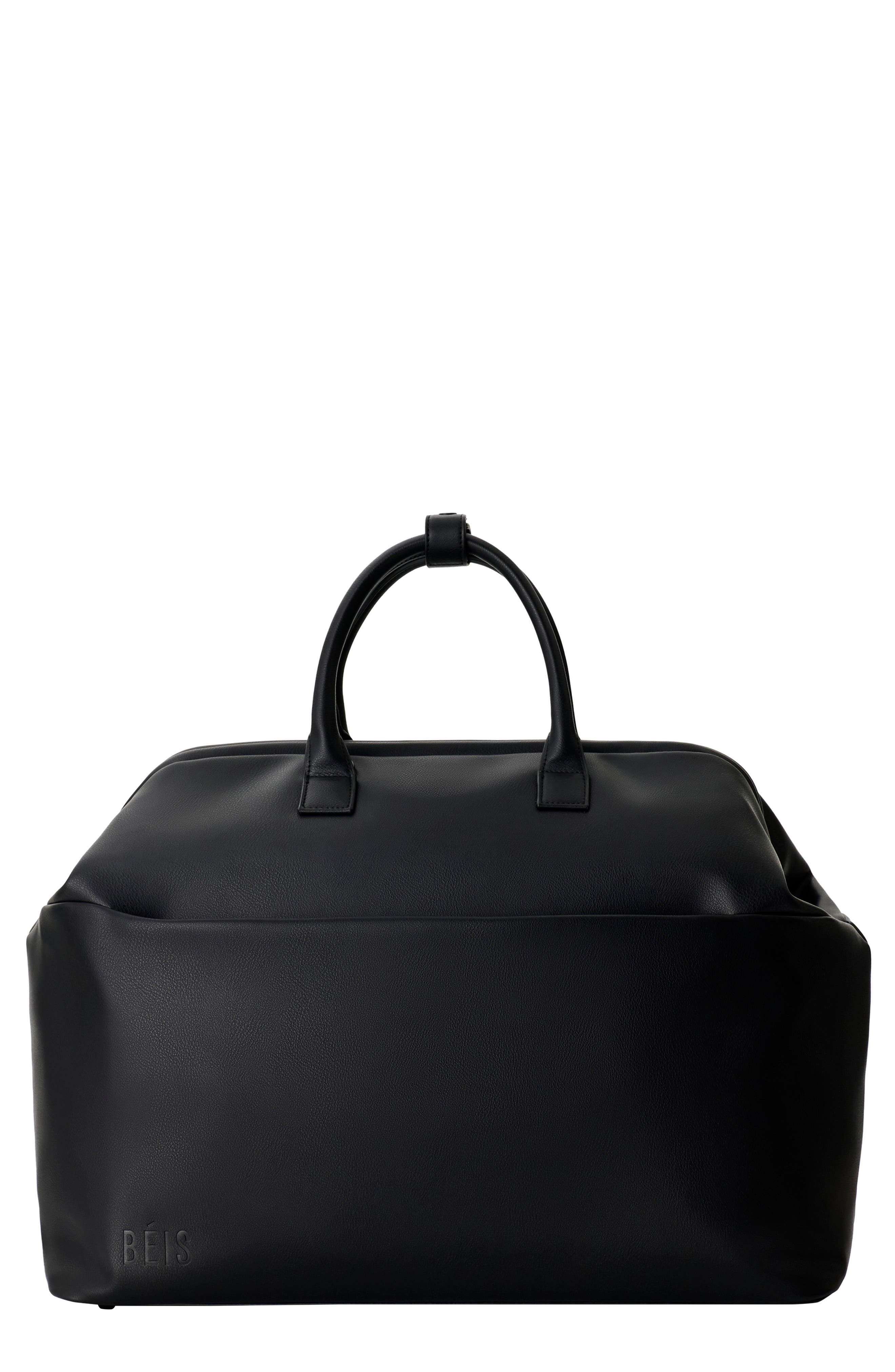 Béis The Essential Faux Leather Weekend Bag, Main, color, 