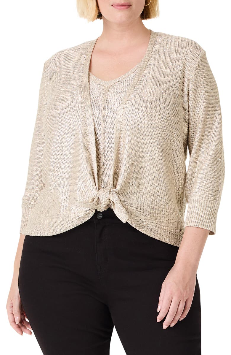 NIC+ZOE Subtle Sparkle 4-Way Cotton Blend Cardigan, Alternate, color, 