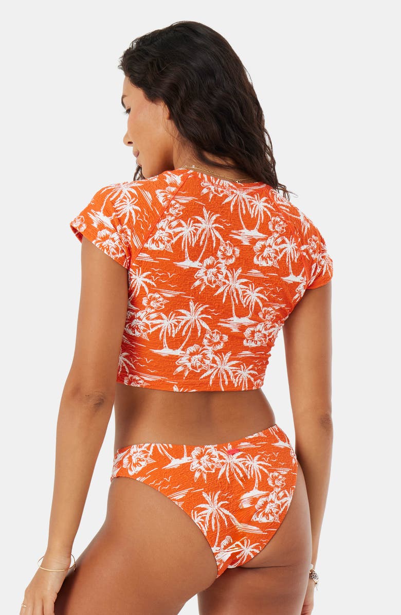 Roxy Vacay Vibes Crop Short Sleeve Rashguard, Alternate, color, Red