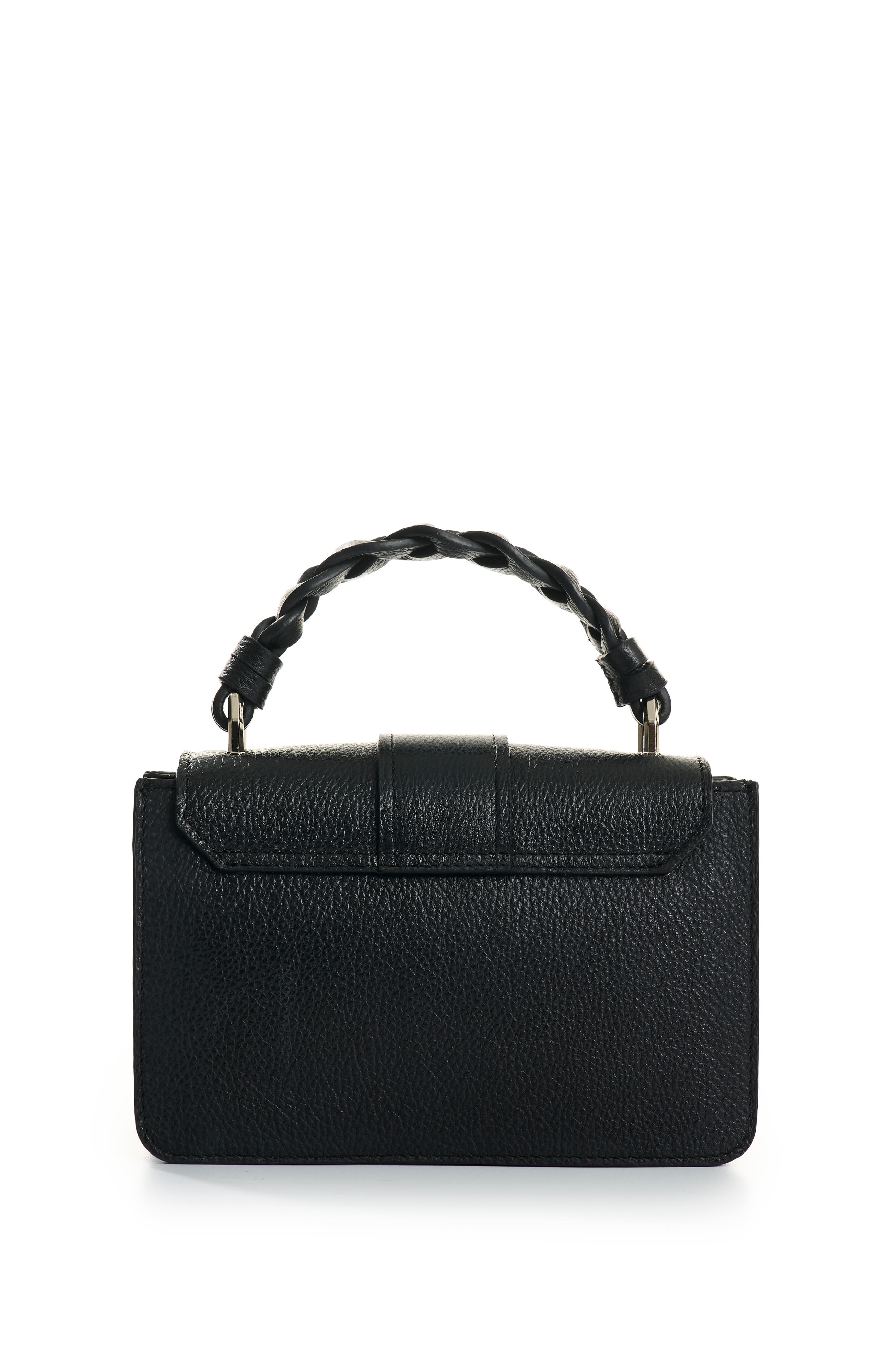 Velez Garniel Hands-Free Leather Bag with Woven Handle, Alternate, color, Black