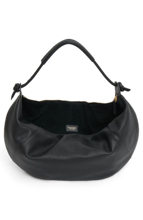 Mansur Gavriel Fortuna Leather Hobo Bag In Black