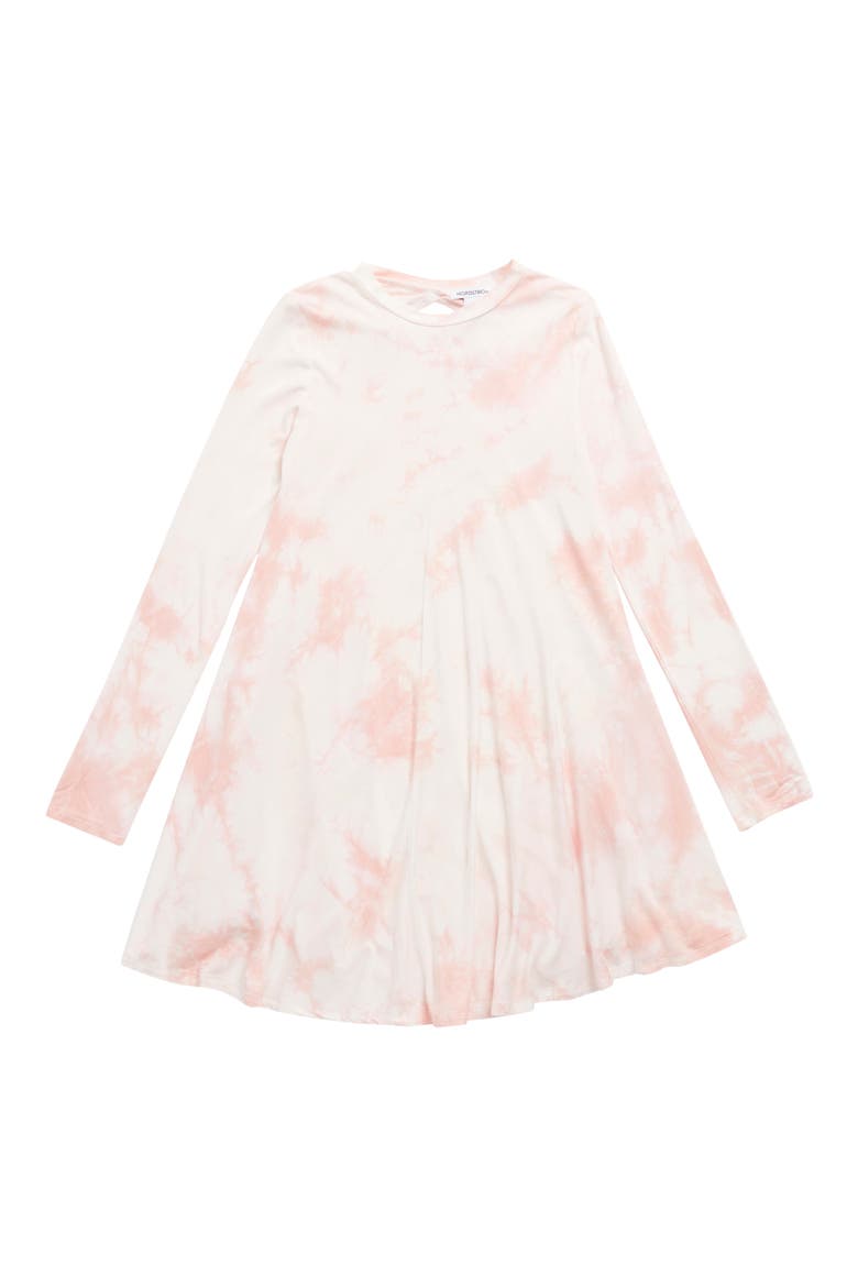 Print Knit A-Line Dress, Main, color, PINK LOTUS TIE DYE
