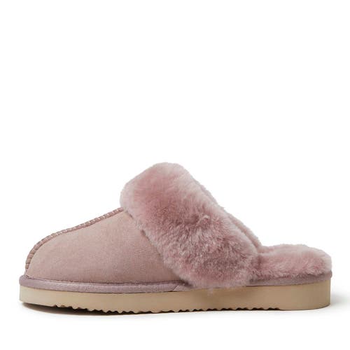 Dearfoams Sydney Water Resistant Genuine Shearling Scuff Slipper In Dusty Pink