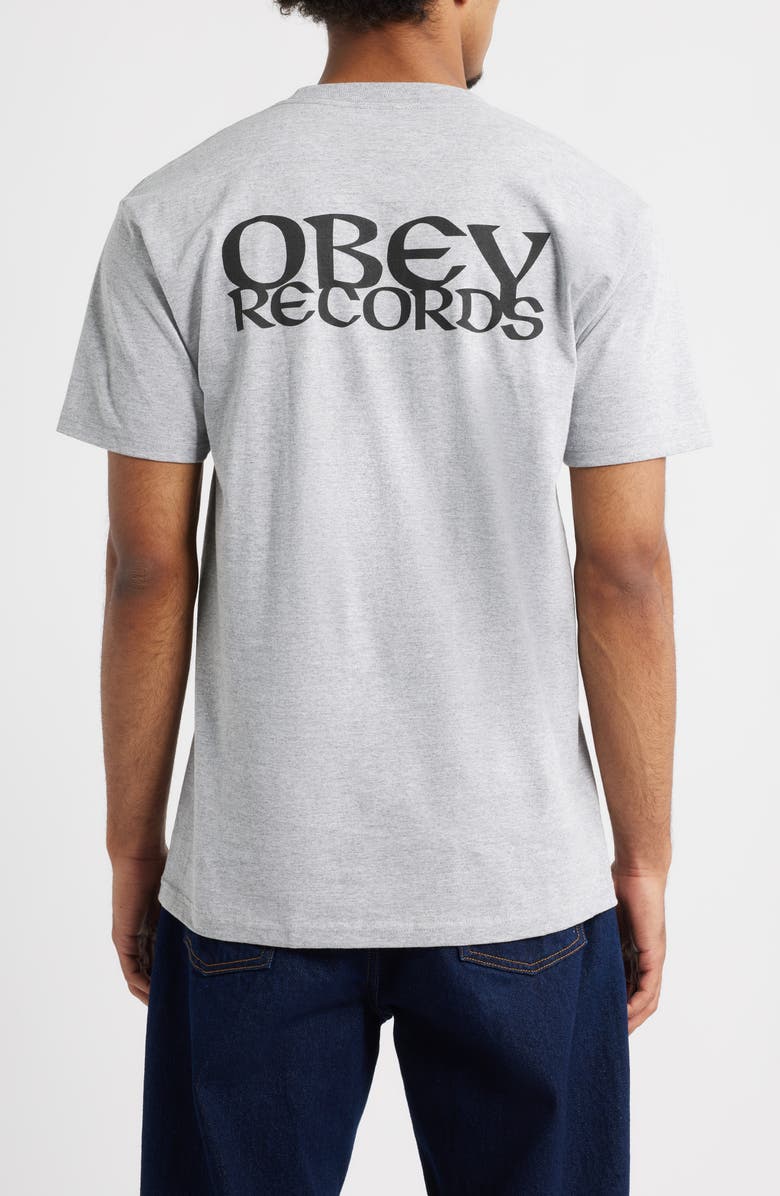 Obey Records Ear Cotton Graphic T-Shirt, Alternate, color, Heather Grey