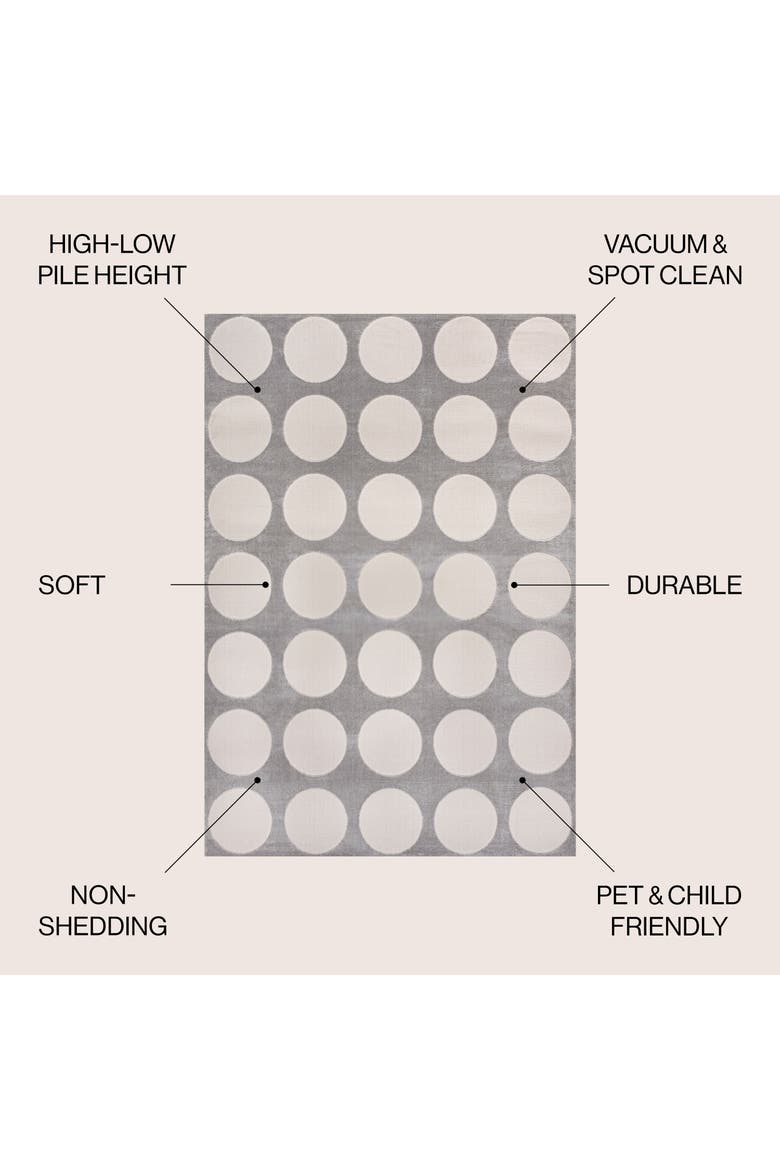 Adrian Modern Geometric Circle Dot High-Low Area Rug, Alternate, color, Light Gray/Cream