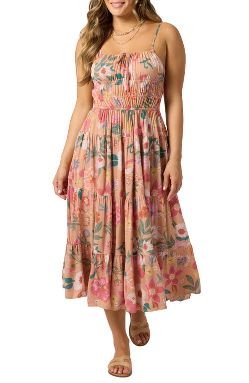 O'neill Esther Camella Print Sleeveless Tiered Maxi Dress In Brown