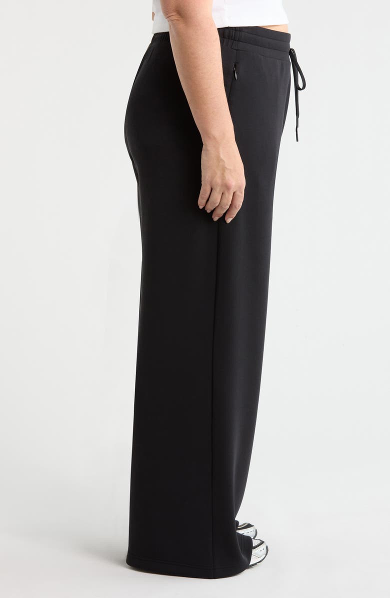 Zella Ultrasoft Wide Leg Drawstring Pants, Alternate, color, Black