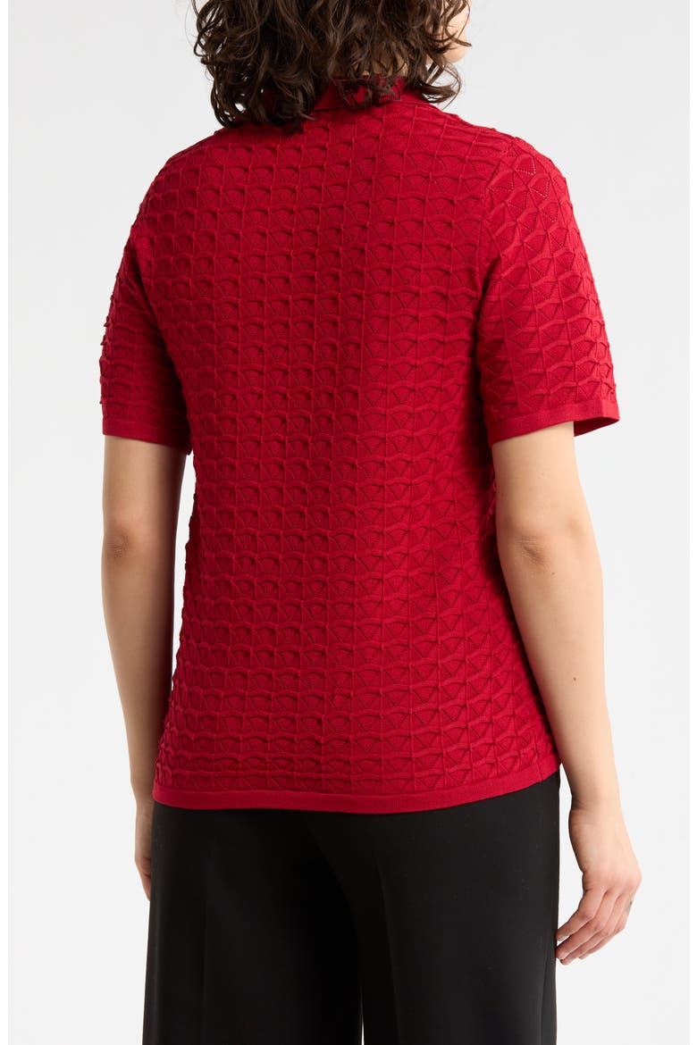 Pointelle Short Sleeve Sweater, Alternate, color, RED