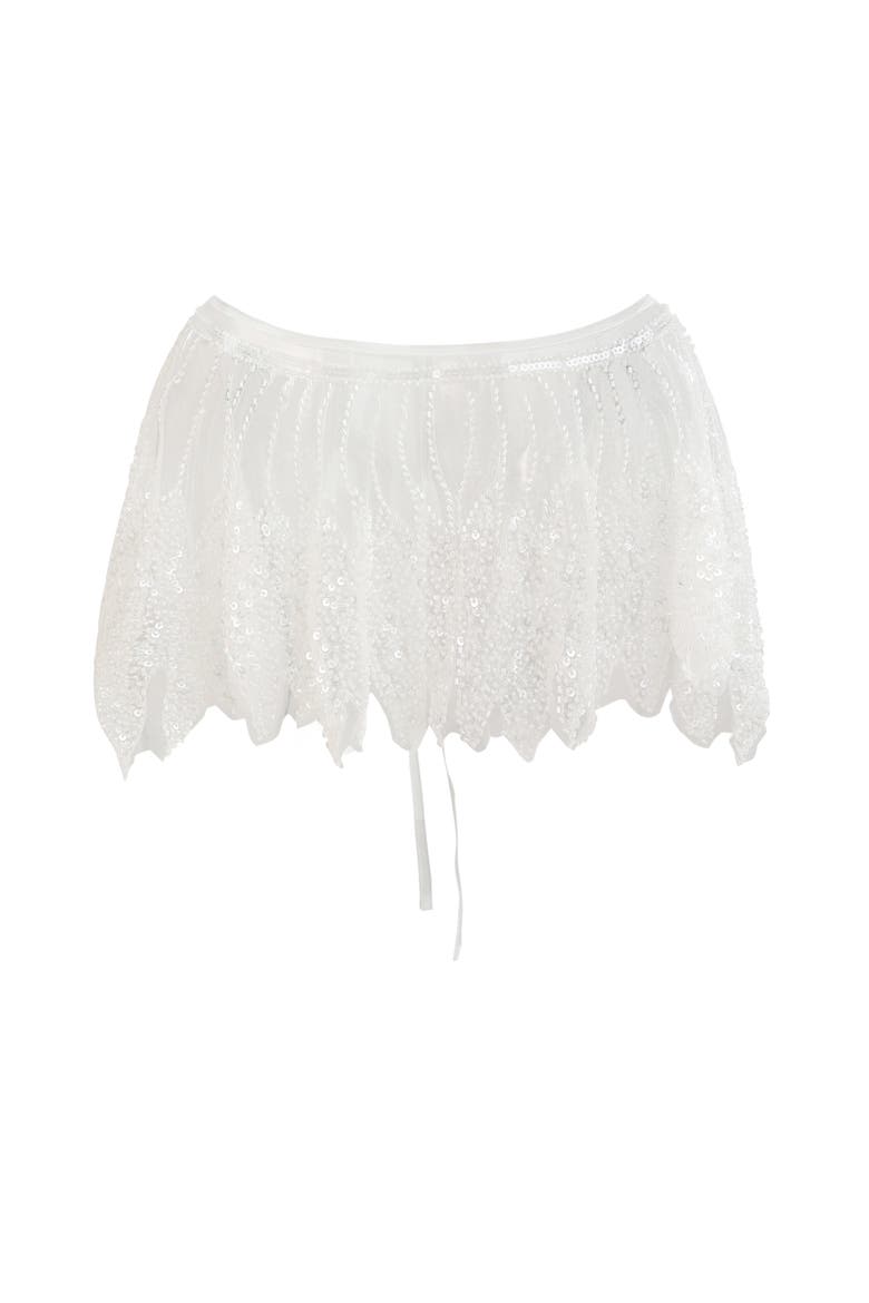 Sequin Tie-Front Stole, Alternate, color, White