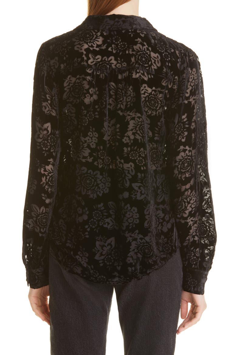 Ivonne Floral Burnout Velvet Top, Alternate, color, BLACK