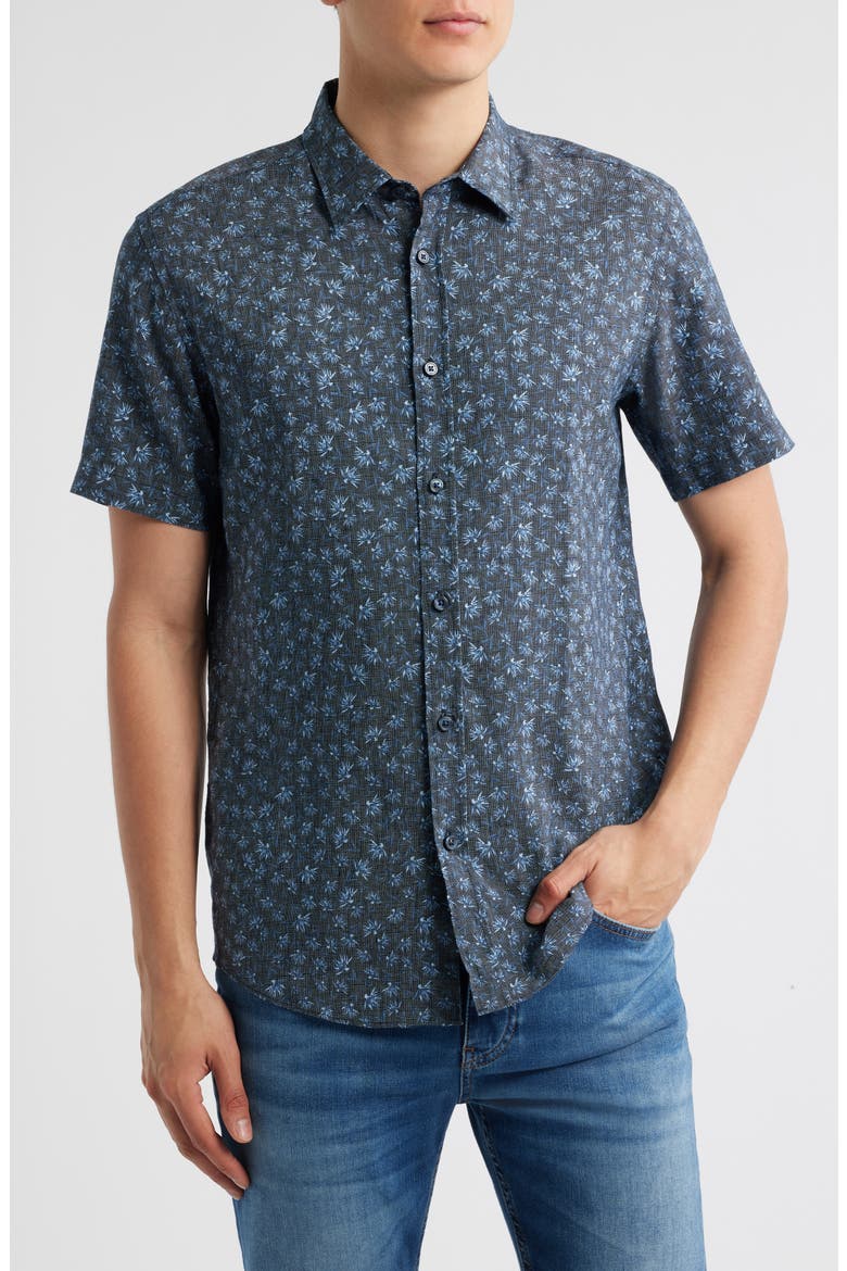 Roan Ken Short Sleeve Button-Up Shirt, Main, color, DARK BLUE