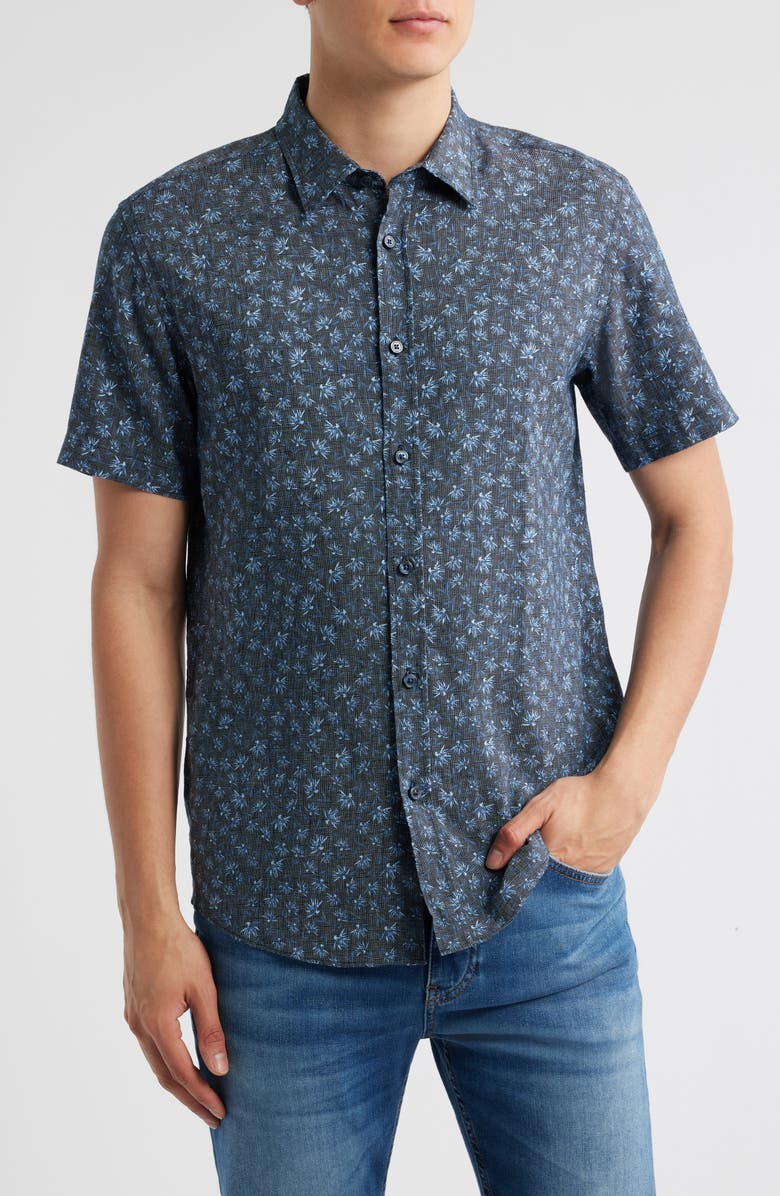 BOSS Roan Ken Short Sleeve Button-Up Shirt, Main, color, Dark Blue