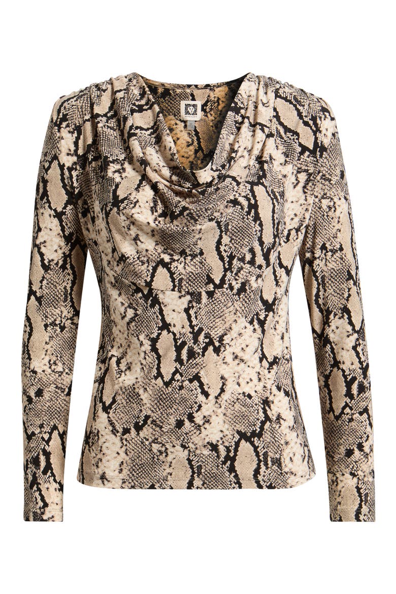Cowl Neck Long Sleeve Top, Alternate, color, NATURAL CLAY MULTI