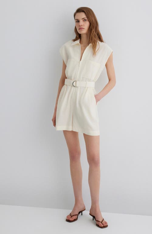 Mavi Jeans Short Belted Zip Jumpsuit In White
