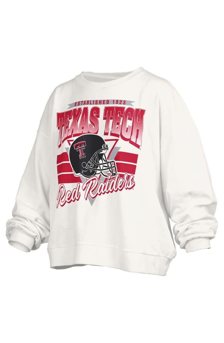 PRESSBOX Women's Pressbox White Texas Tech Red Raiders Oversized Janice Retro Waist-Length Pullover Sweatshirt, Alternate, color, White
