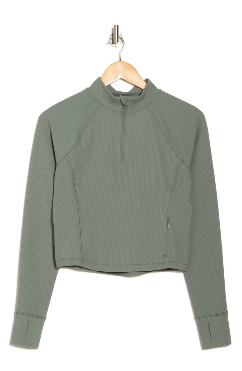 90 DEGREE BY REFLEX Karina Crop Half Zip Pullover, Alternate, color, Agave Green