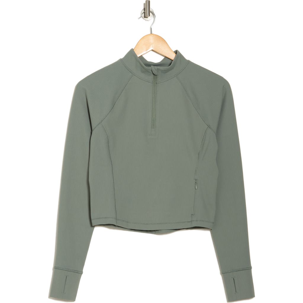 90 Degree By Reflex Karina Crop Half Zip Pullover In Agave Green