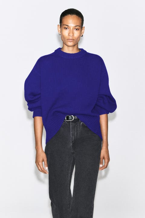 Rounded Wool Crew-Neck Sweater